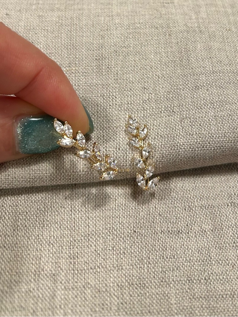 Gold Crystal Ear Climber Earrings - Women Jewelry